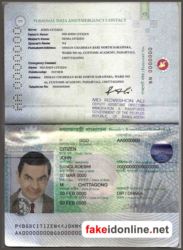 Bangladesh Passport PSD Template With Scan